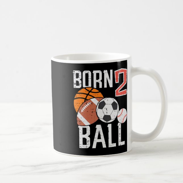 Born Basketball Football 2nd Birthday Toddler Boy  Kaffeetasse (Rechts)