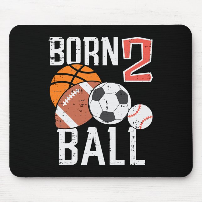 Born Basketball Football 2nd Birthday Toddler Boy  Mousepad (Vorne)