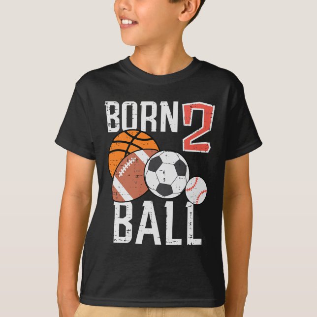 Born Basketball Football 2nd Birthday Toddler Boy  T-Shirt (Vorderseite)