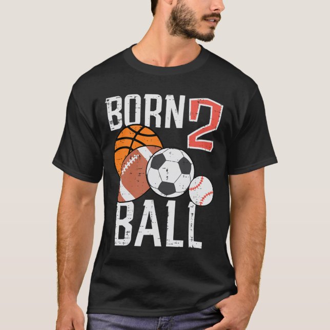 Born Basketball Football 2nd Birthday Toddler Boy  T-Shirt (Vorderseite)