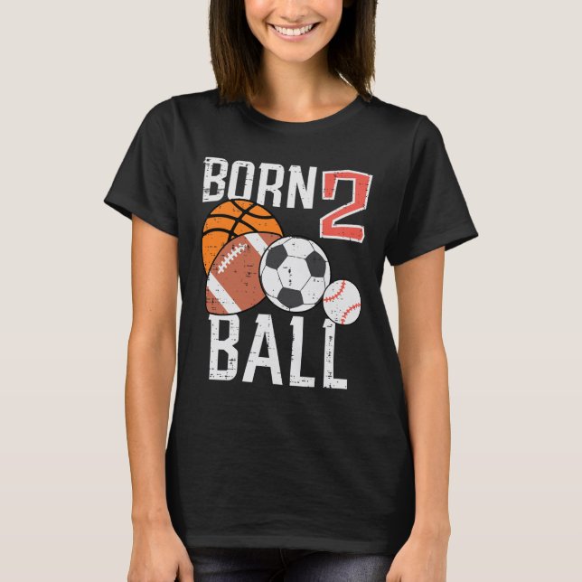 Born Basketball Football 2nd Birthday Toddler Boy  T-Shirt (Vorderseite)