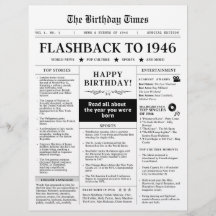 Born in 1946 Fun Newspaper black and white