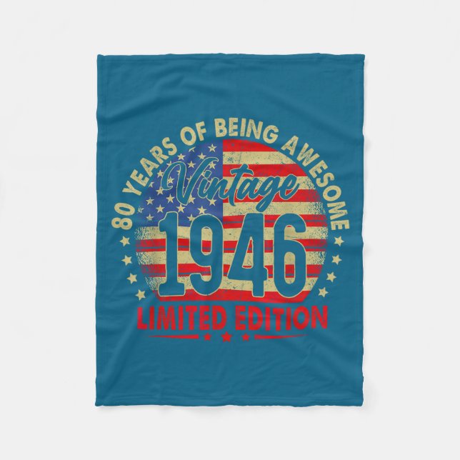 Born In 1946 Limited Edition 80th Birthday 80 Year Fleecedecke (Vorderseite)