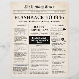 Born in 1946 Mock Newspaper sepia