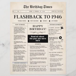 Born in 1946 Mock Newspaper sepia