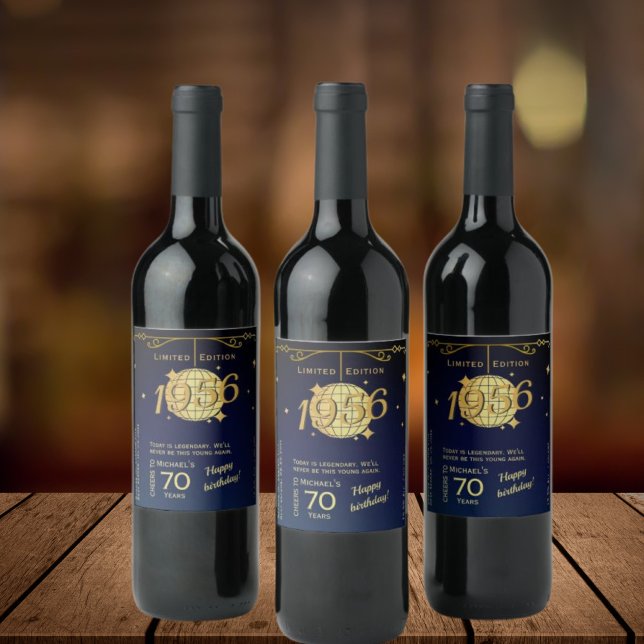 Born in 1956 70th birthday party wine bottle label weinetikett (Von Creator hochgeladen)
