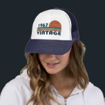 Born in 1967 vintage birthday truckerkappe<br><div class="desc">You can add some originality to your wardrobe collection with this vintage sunset graphic design with awesome typography font lettering, is a great gift idea for men, women, husbands, wife girlfriend, and a boyfriend who will love this one-of-a-kind artwork. The best amazing and funny holiday present for your happy birthday...</div>