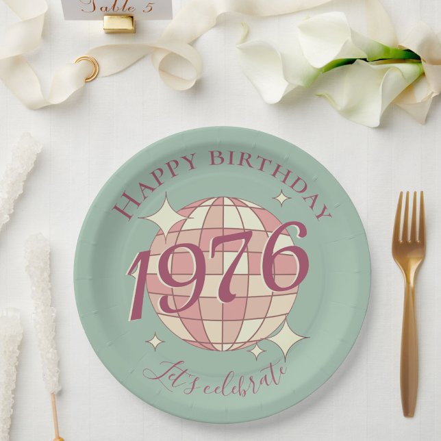 Born in 1976 50th birthday party decor Paper Plate Pappteller (Von Creator hochgeladen)