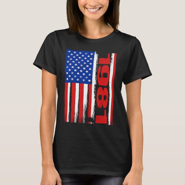 Born in 1981 US Flag Patriotic Veterans Day 4th Of T-Shirt (Vorderseite)