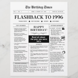 Born in 1996 Fun Black and White Newspaper