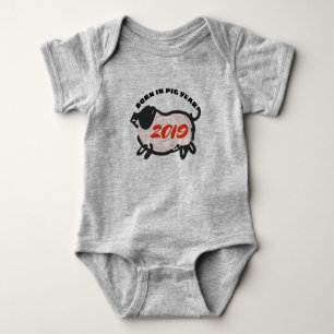 Born in Chinese Pig Year New Baby F Bodysuit Strampler