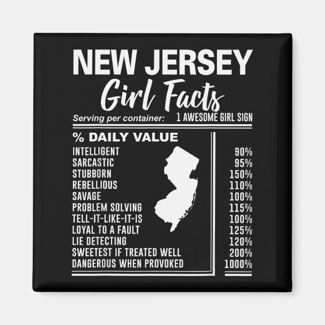 Born In New Jersey - New Jersey Girl Facts  Magnet (Vorne)
