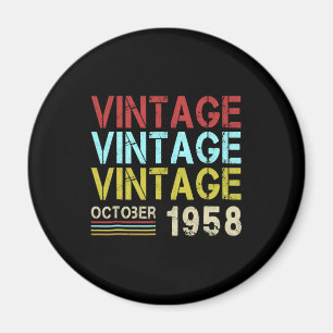 Born In October 1958 Shirt Retro Vintage 60th Birt Magnet