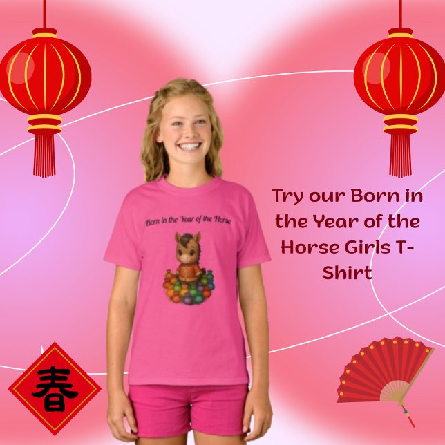 Born in the Year of the Horse Girls T-Shirt (Von Creator hochgeladen)