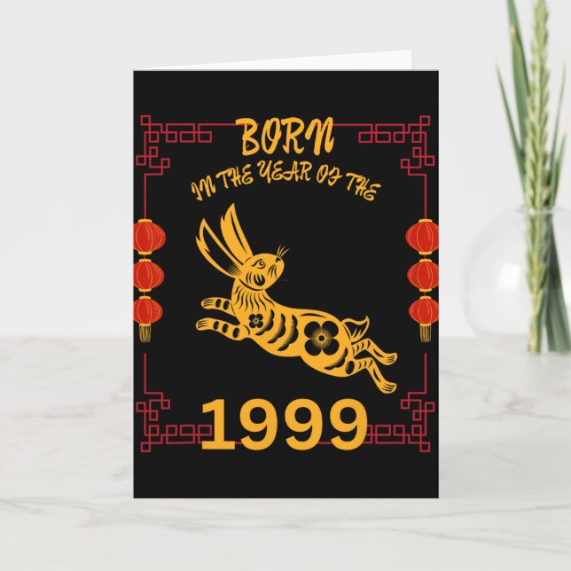 Born In The Year Of The Rabbit 1999 Chinese New Ye Karte (Vorderseite)