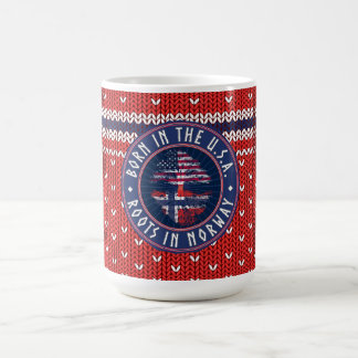 "Born in USA · Roots in Norway" Blue with Sweater Kaffeetasse