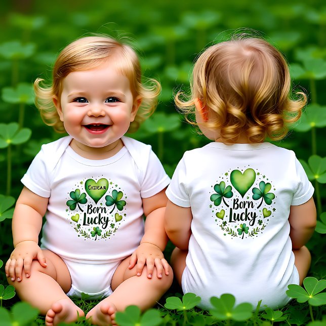 Born Lucky for Clover-Covered Cuties Baby Strampler (Born Lucky for Clover-Covered Cuties Baby Bodysuit)