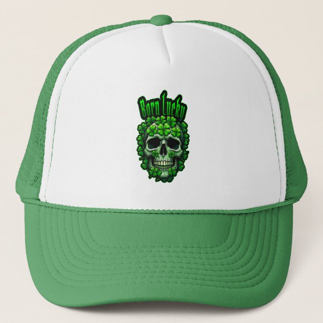 Born Lucky Skull St Patrick’s Day - boné Truckerkappe (Vorderseite)