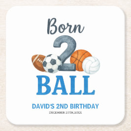 Born To Ball Sports Second Birthday Rechteckiger Pappuntersetzer