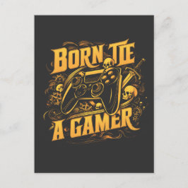 Born To Be A Gamer Skull Controller Art Postkarte
