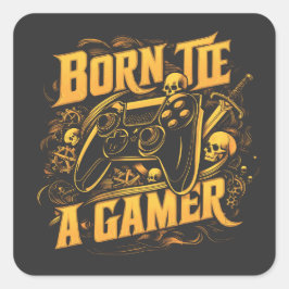 Born To Be A Gamer Skull Controller Art Quadratischer Aufkleber