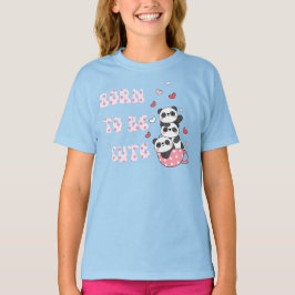 Born to Be Cute – Adorable Panda Stack Kids T-Shirt