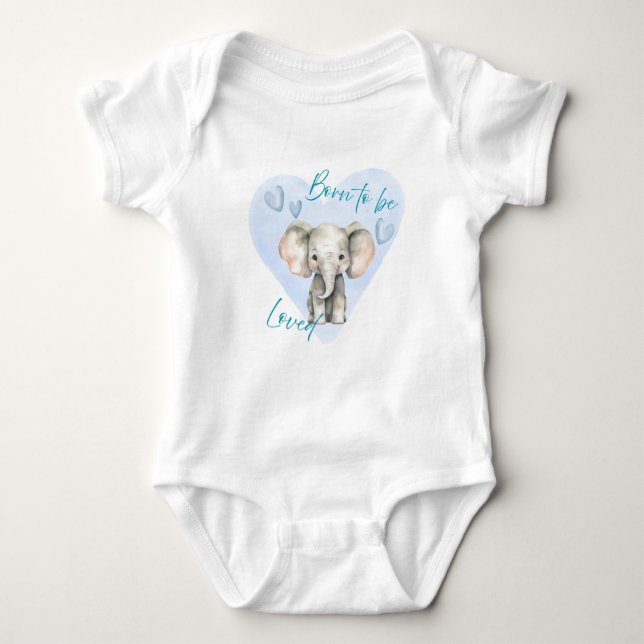 Born to Be Loved – Cute Elephant Baby Bodysuit Strampler (Vorderseite)