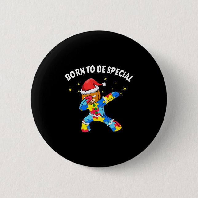Born To Be Special Dabbing Gingerbread Man Christm Button (Vorderseite)