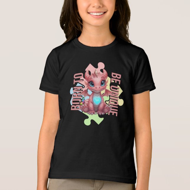 Born to Be Unique –  Cute Dragon - Double  Tri-Blend Shirt (Vorderseite)