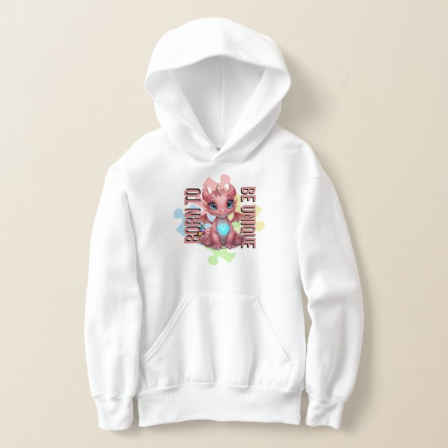 Born to Be Unique Cute Pink Dragon– Inspirational  Hoodie (Ablage )