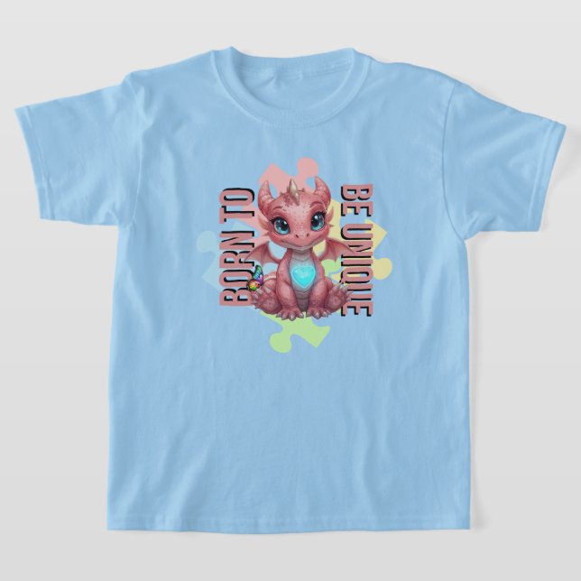 Born to Be Unique Cute Pink Dragon– Inspirational  T-Shirt (Ablage )
