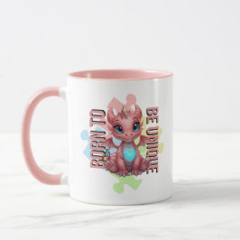 Born to Be Unique Cute Pink Dragon– Inspirational Tasse
