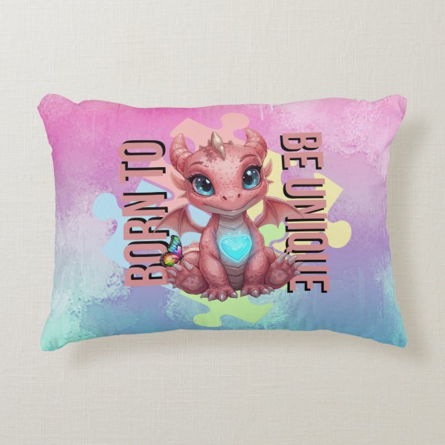 Born to Be Unique – Dragon Heart Cute Baby Dragon  Dekokissen (Vorderseite)