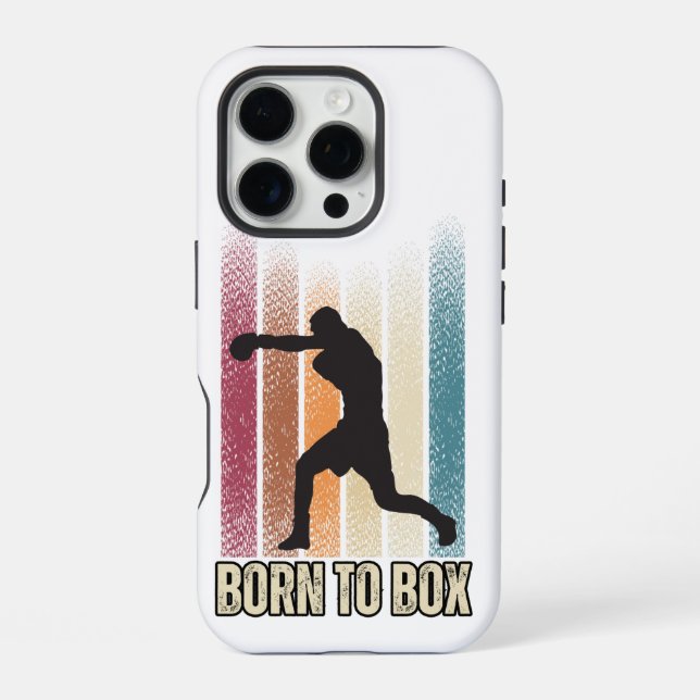 "Born to Box" Retro-Boxkunst iPhone Hülle (Rückseite)