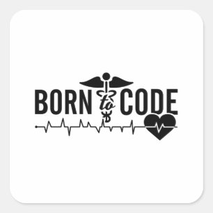 Born To Code Medical Coder Programmer ICD Coding Quadratischer Aufkleber