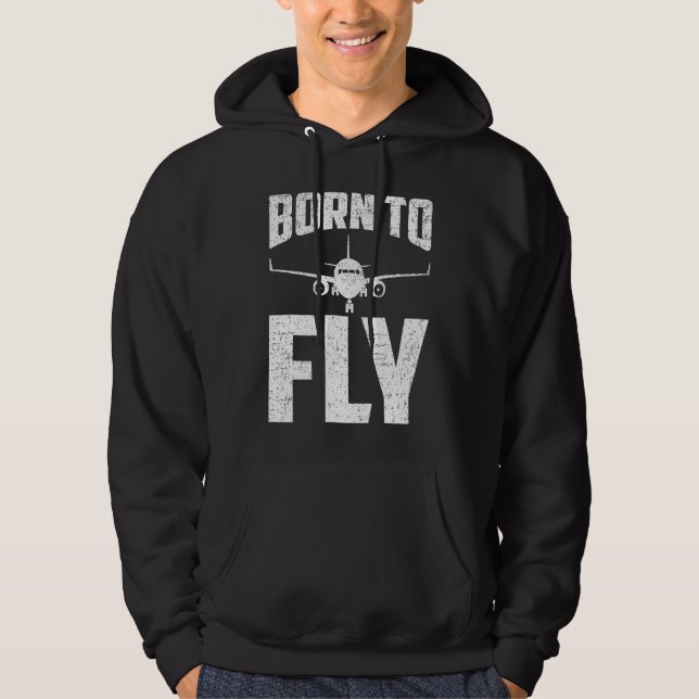 Born to Fly Airplane Aviation Pilot Aeroplane Men  Hoodie (Vorderseite)