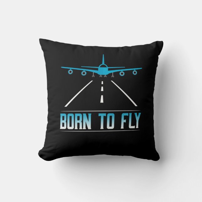 Born To Fly Aviation Pilot Flying Airplane Aircraf Kissen (Vorderseite)
