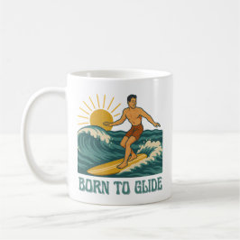 Born To Glide Cali Surfer -Retro Surf Art- Surfing Kaffeetasse