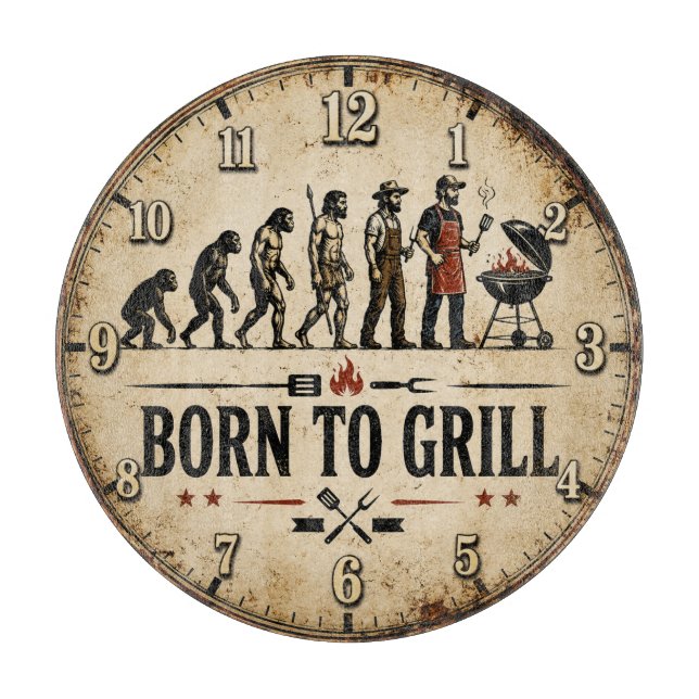 Born to Grill Funny BBQ Evolution Schneidebrett (Vorderseite)