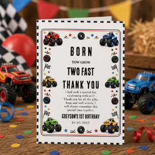 Born to Grow Zwei schnelle Monstertrucks 2. Geburt Dankeskarte