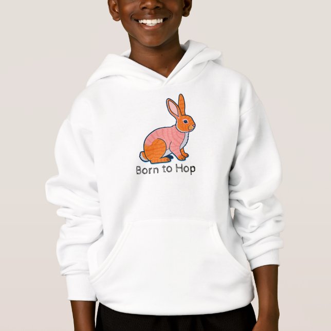 Born to hop Rabbit Illustration  Hoodie (Vorderseite)