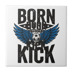 Born To Kick Vintage Fußball Flügel Shirt Design_1 Fliese