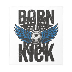 Born To Kick Vintage Fußball Flügel Shirt Design_1 Notizblock