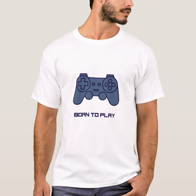 Born To Play Gradient Gamepad Art T-Shirt (Vorderseite)