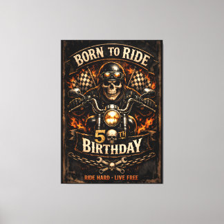 Born to Ride 50. Geburtstag Biker-Schädel Leinwanddruck