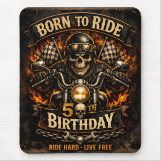 Born to Ride 50. Geburtstag Biker-Totenkopfkarte Mousepad