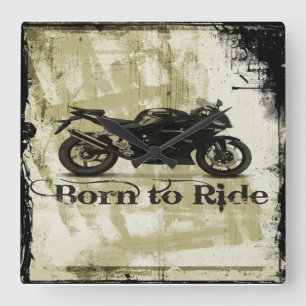 Born To Ride Quadratische Wanduhr