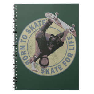 born to skate skate for life retro skateboarding notizblock