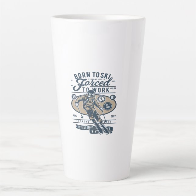 Born To Ski Forced to work Milchtasse (Vorderseite)