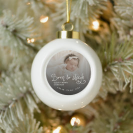Born to Sleigh Baby Photo Birth Stats Christmas Keramik Kugel-Ornament